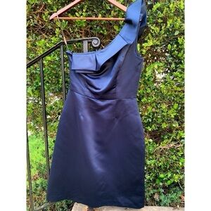 Lela Rose bridesmaid one shoulder ruffle dress